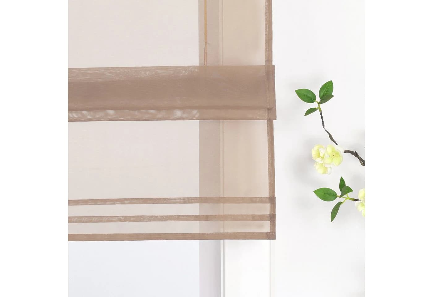 Delien Raffrollo Sophia mit Schlaufen Voile Uni Wohnzimmer Gardine Braun - Bild 3