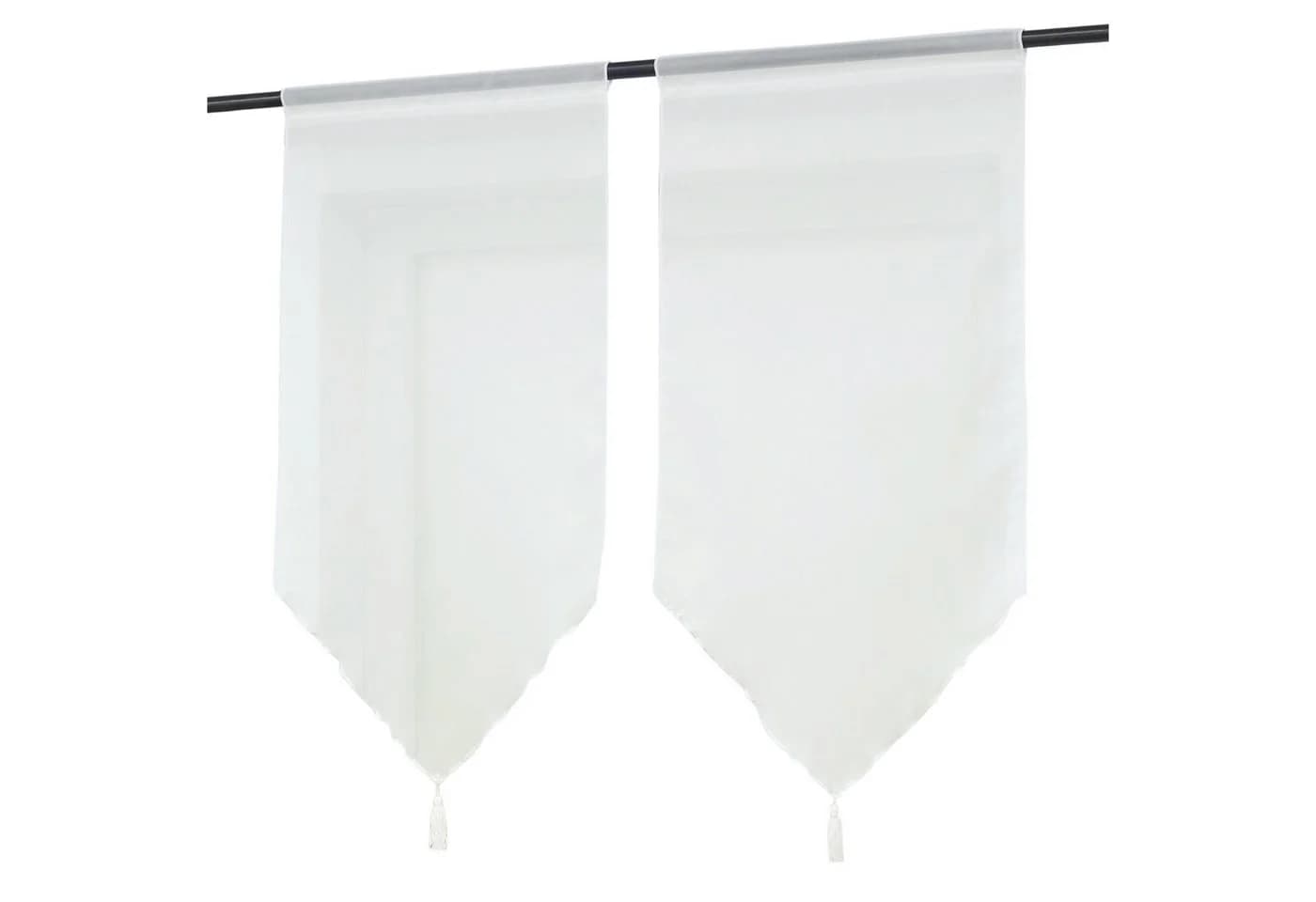 Delien Scheibengardine Uni 2 St. Stangendurchzug Voile mit Quaste - Bild 2