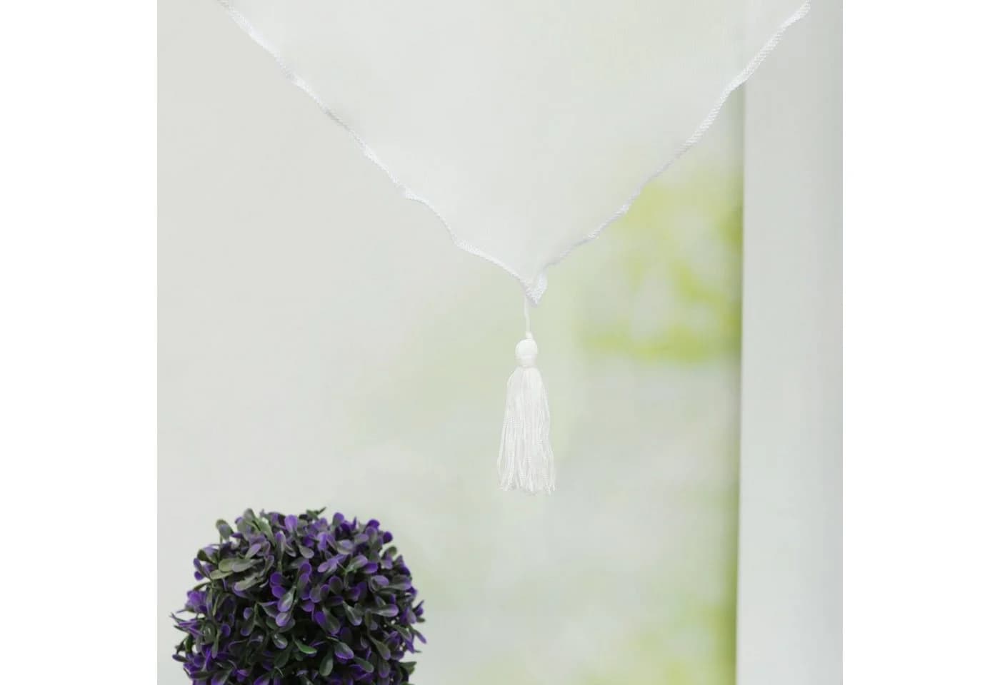 Delien Scheibengardine Uni 2 St. Stangendurchzug Voile mit Quaste - Bild 4