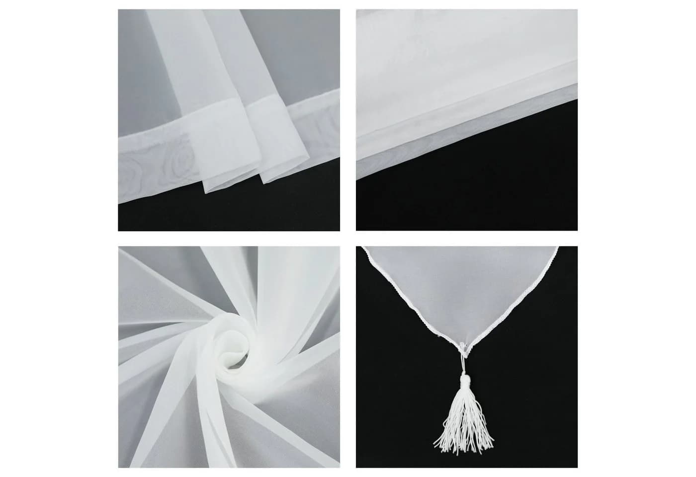 Delien Scheibengardine Uni 2 St. Stangendurchzug Voile mit Quaste - Bild 5