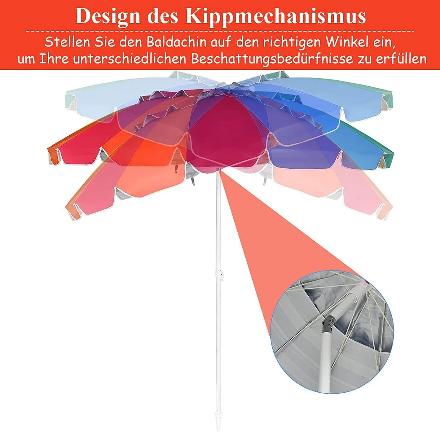 KOMFOTTEU Terrassenschirm 250 cm mit Neigungsachse - Bild 5
