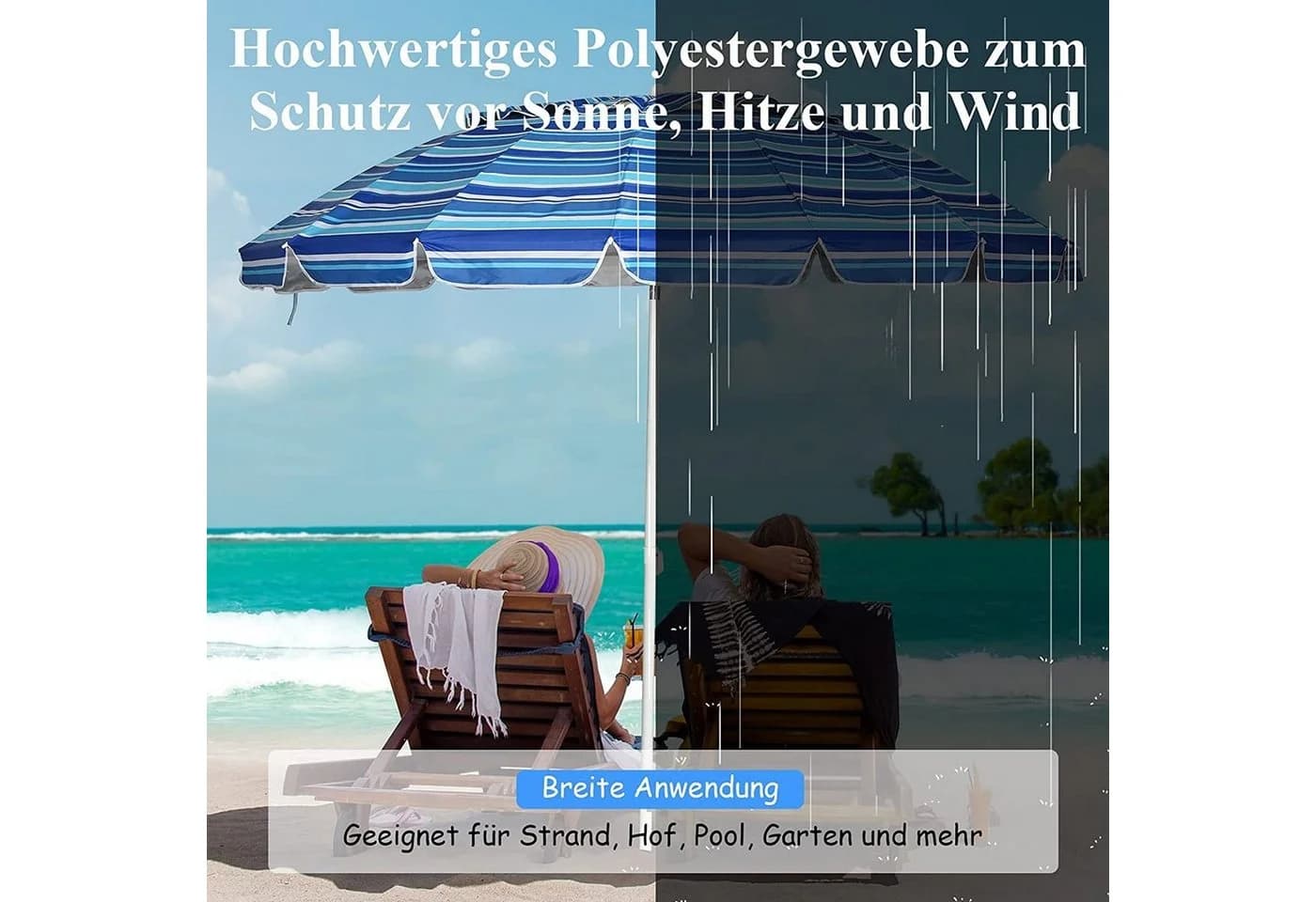 KOMFOTTEU Sonnenschirm mit Neigungsachse und UV50+ Schutz Marineblau - Bild 3