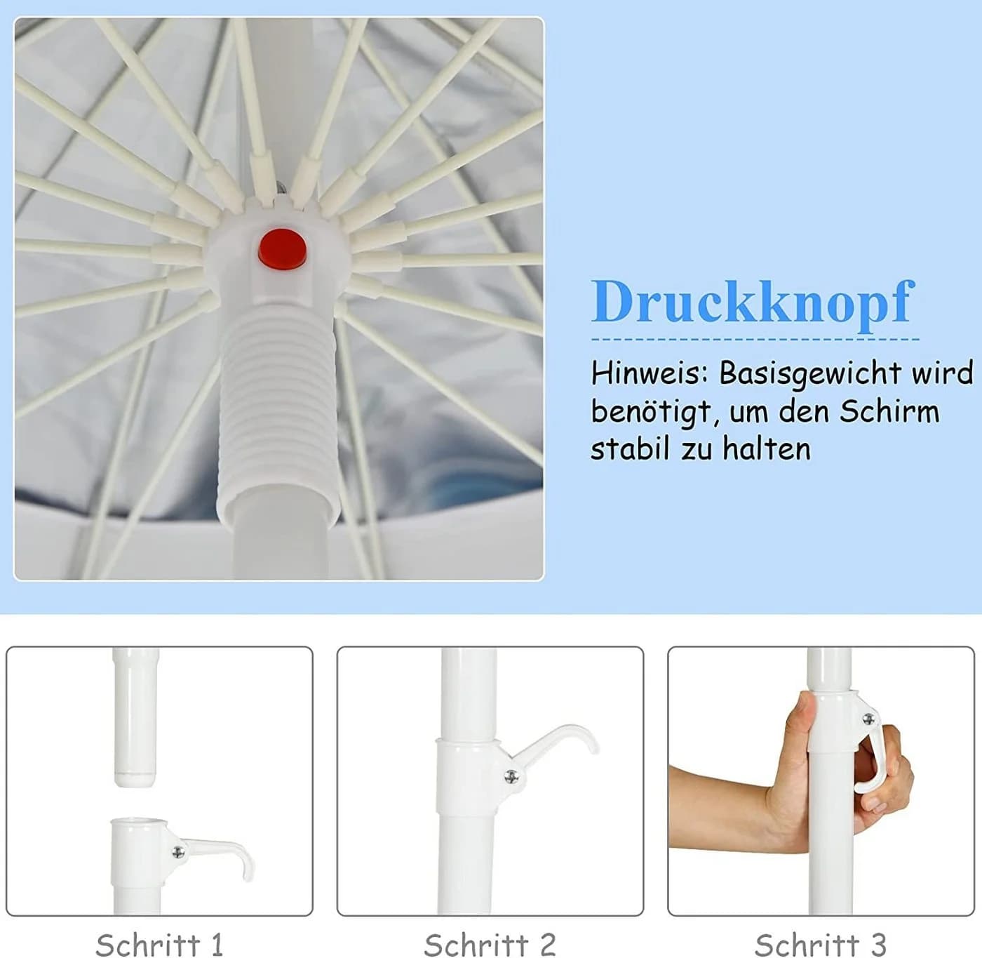 KOMFOTTEU Sonnenschirm mit Neigungsachse und UV50+ Schutz Marineblau - Bild 4