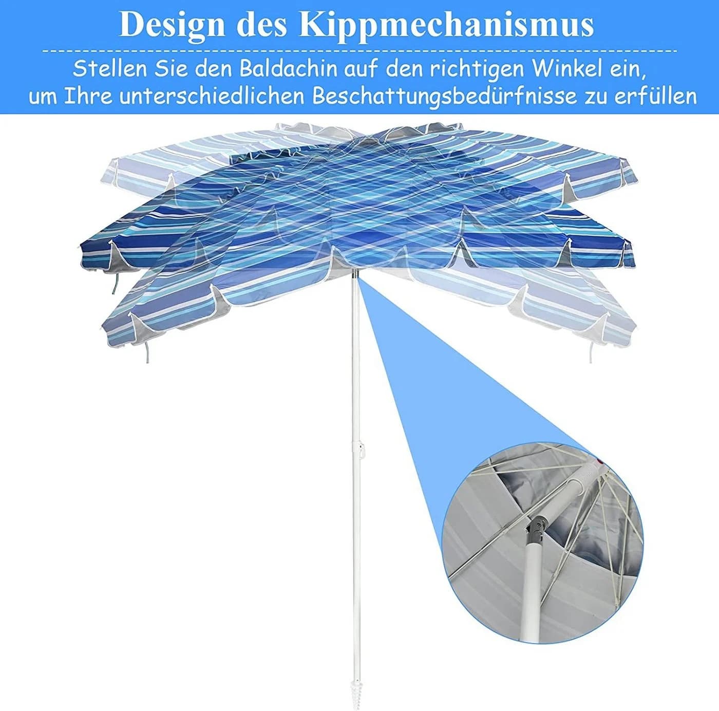 KOMFOTTEU Sonnenschirm mit Neigungsachse und UV50+ Schutz Marineblau - Bild 5