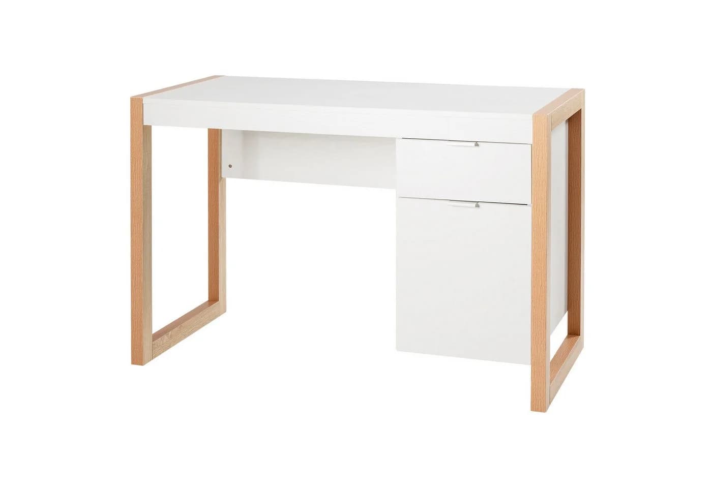 COSTWAY Schreibtisch mit Schubladen und Aufbewahrungsschrank Weiß - Bild 2