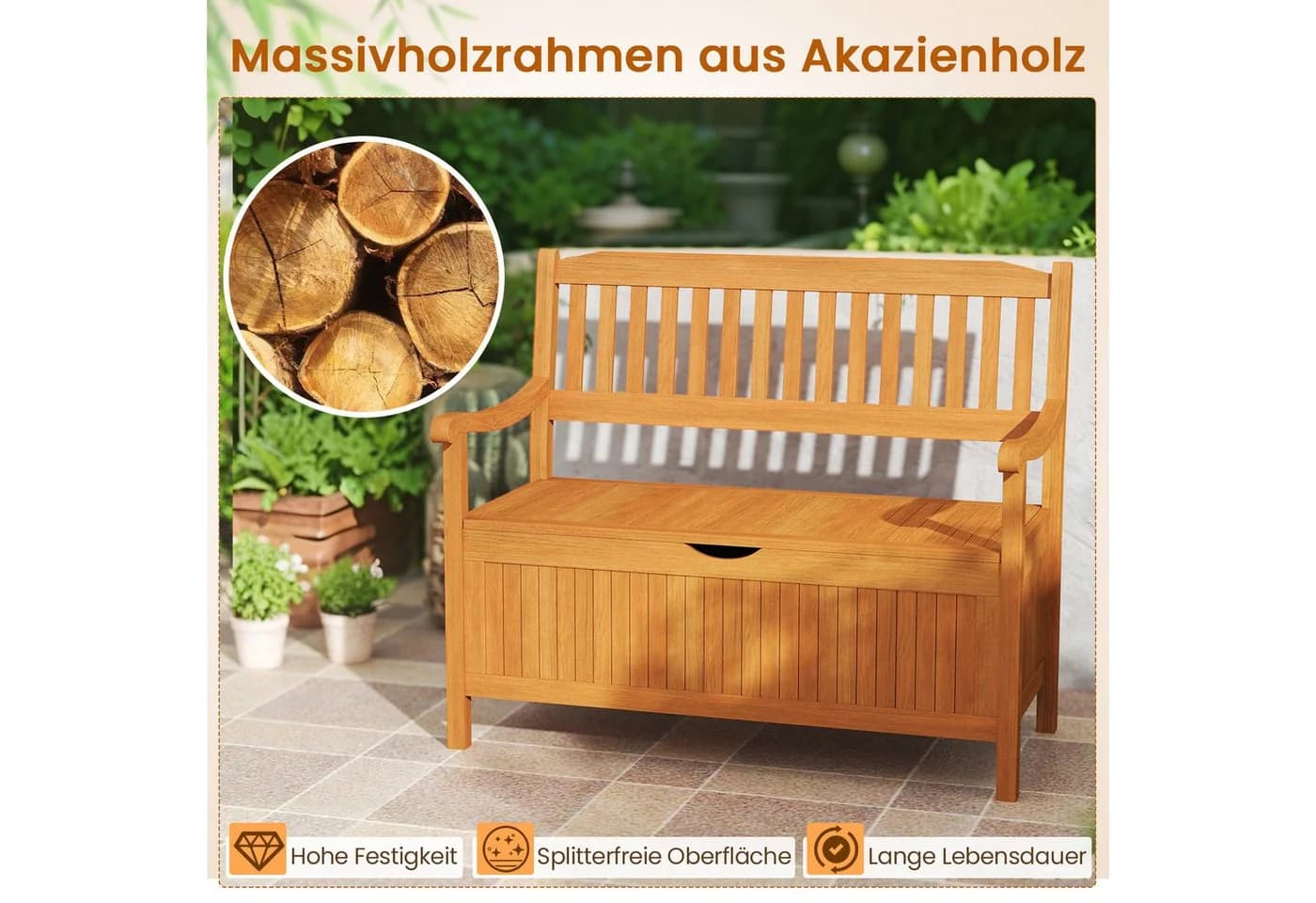 COSTWAY Gartenbank 2 Sitzer Massivholz 360kg 107cm - Bild 4