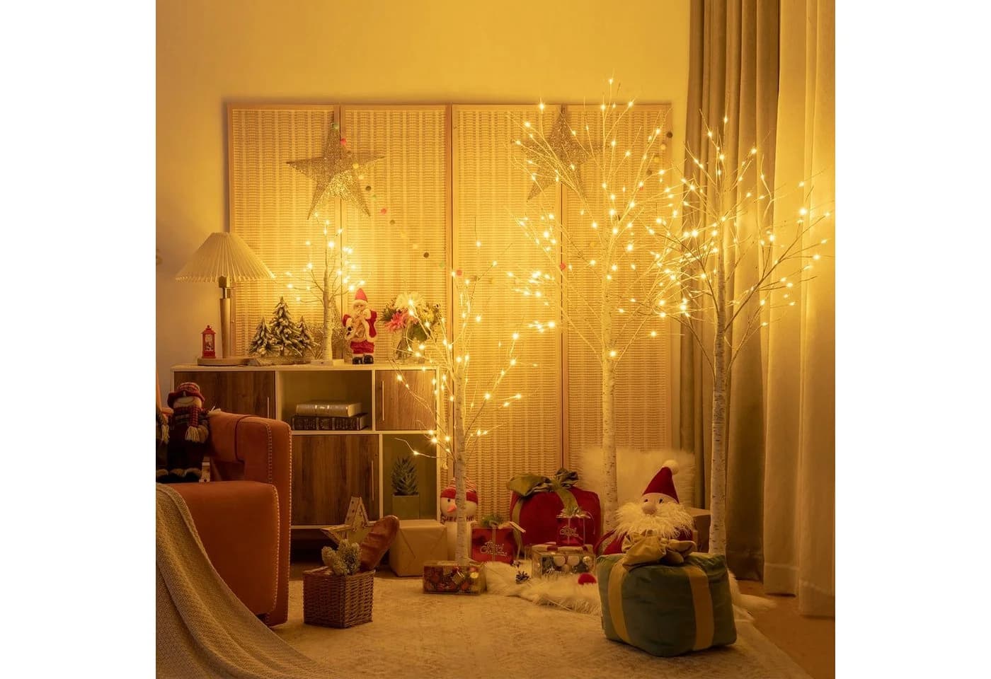 COSTWAY Künstlicher Weihnachtsbaum 120 cm mit 48 warmweißen LED-Leuchten