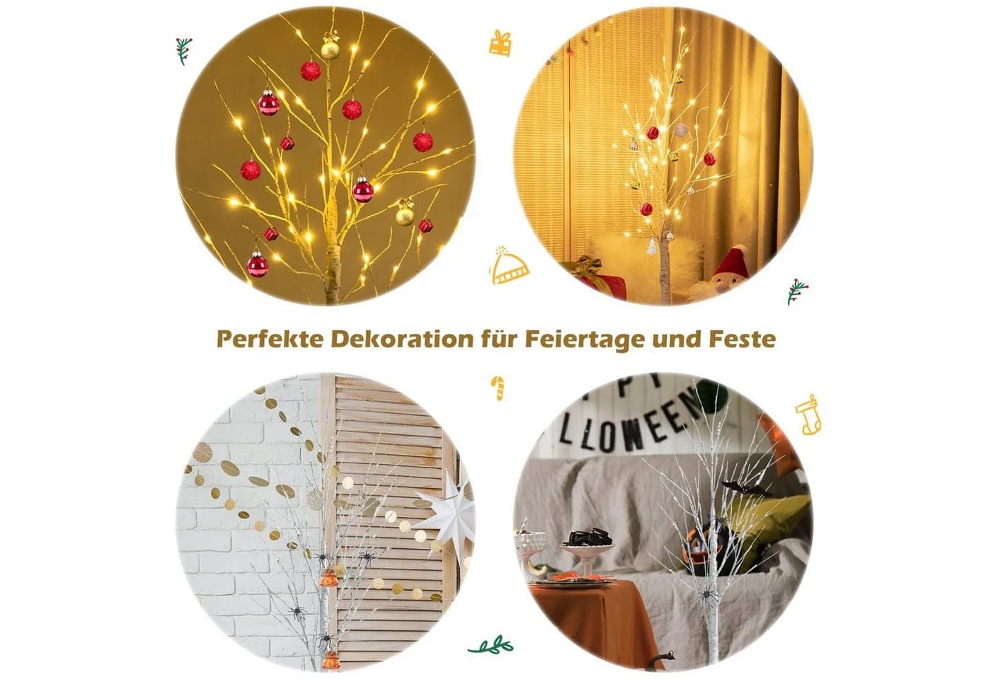 COSTWAY Künstlicher Weihnachtsbaum 120 cm mit 48 warmweißen LED-Leuchten - Bild 3