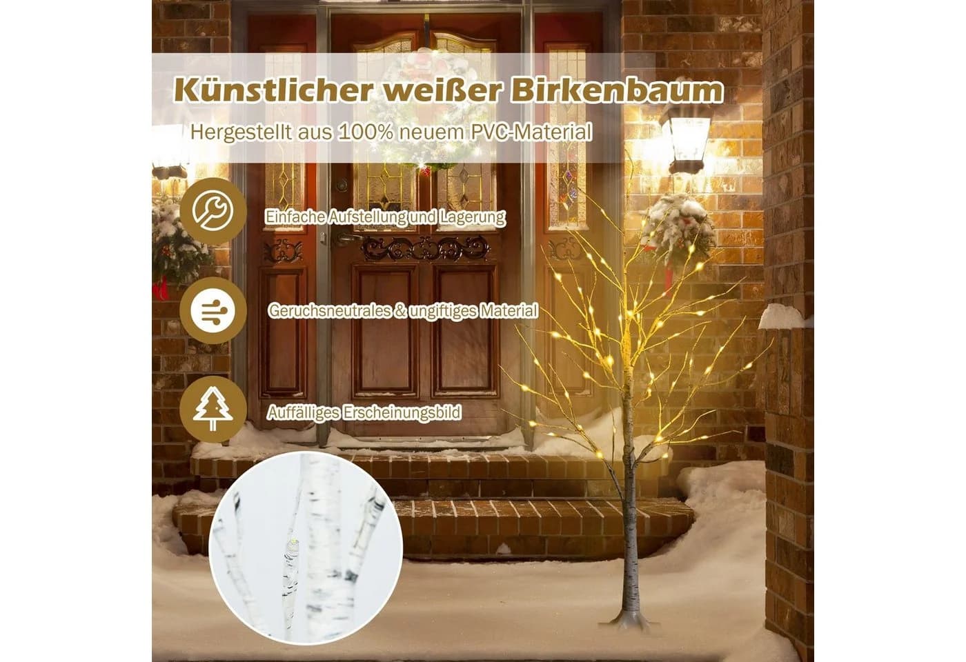 COSTWAY Künstlicher Weihnachtsbaum 120 cm mit 48 warmweißen LED-Leuchten - Bild 4