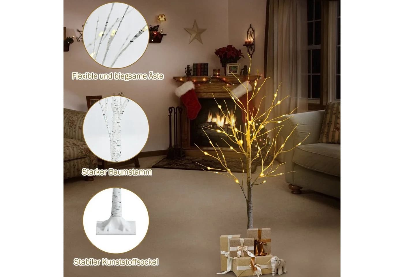 COSTWAY Künstlicher Weihnachtsbaum 120 cm mit 48 warmweißen LED-Leuchten - Bild 5