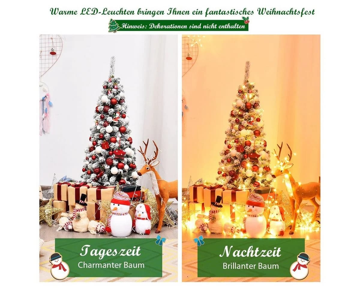 COSTWAY Künstlicher Weihnachtsbaum 135cm 150 warmweiße LEDs 242 PVC Nadeln - Bild 3