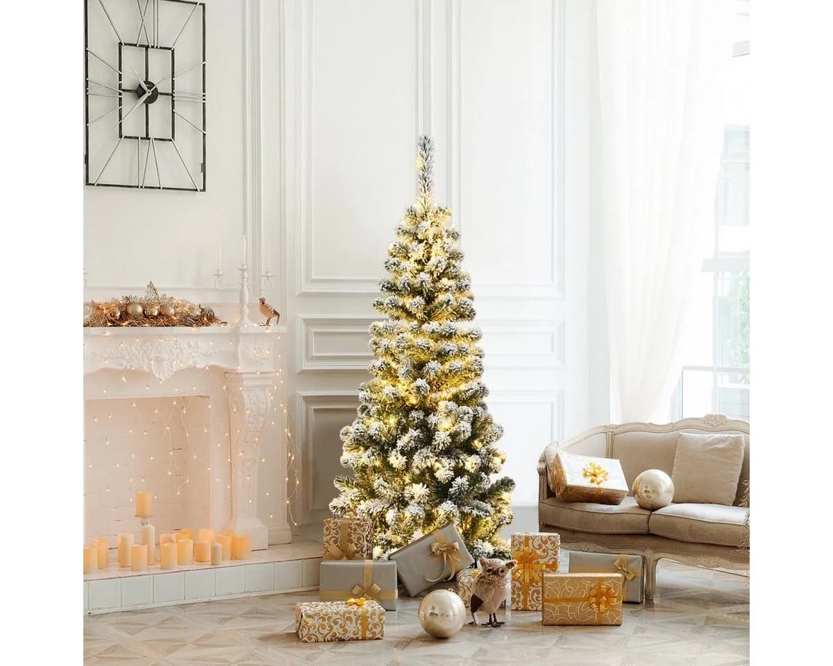 COSTWAY Künstlicher Weihnachtsbaum 135cm 150 warmweiße LEDs 242 PVC Nadeln - Bild 4