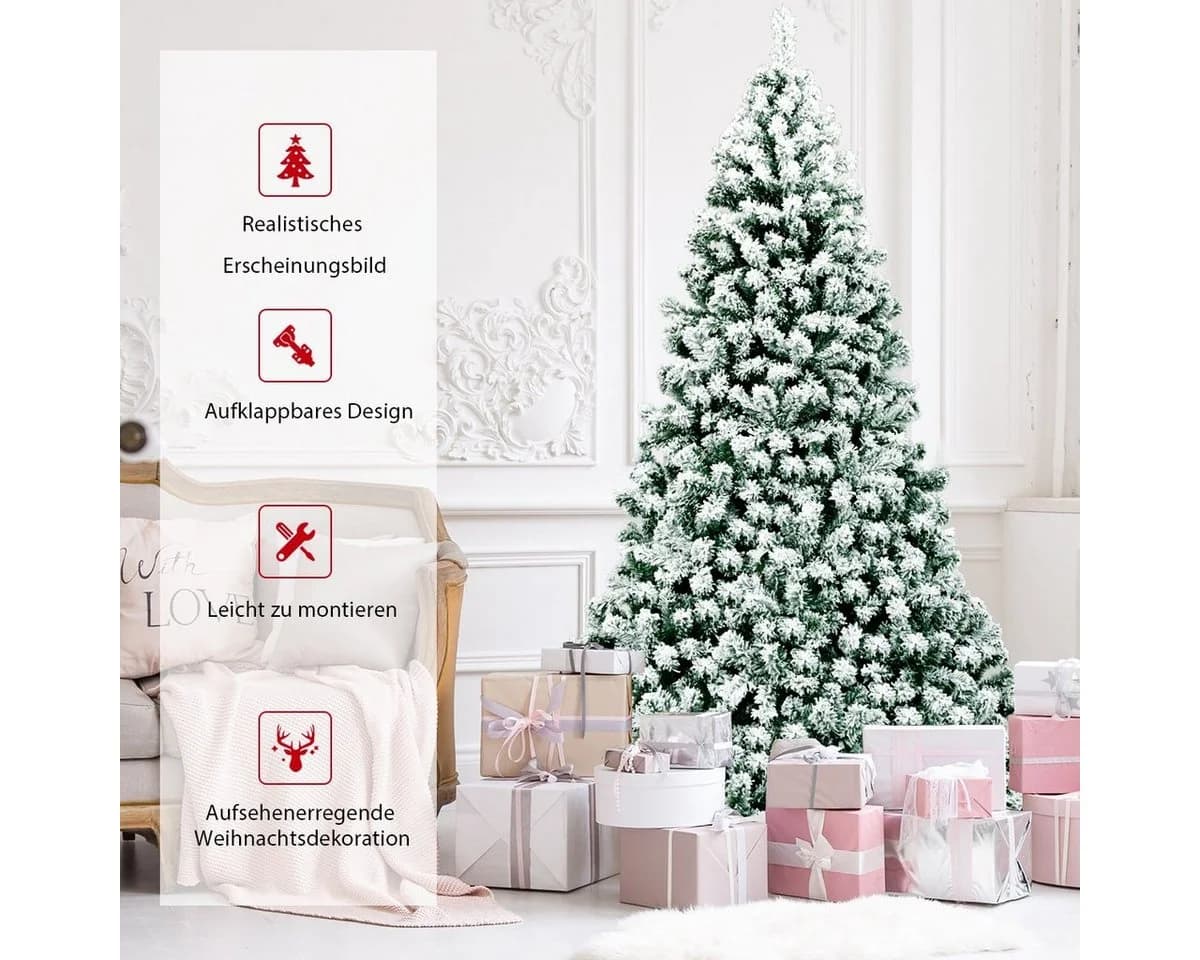 COSTWAY Künstlicher Weihnachtsbaum 230cm 1346 Spitzen Grün Weiß 550 LEDs - Bild 5