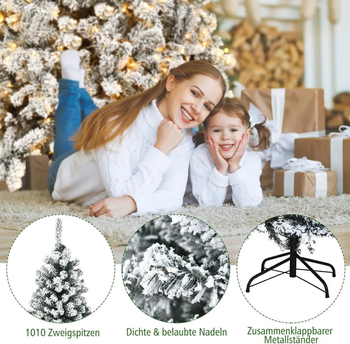 COSTWAY Künstlicher Weihnachtsbaum 225cm mit Schnee & 450 LEDs - Bild 4