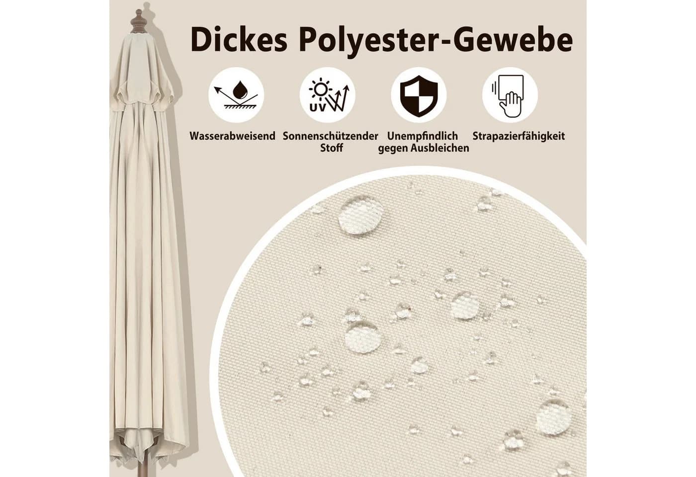COSTWAY Sonnenschirm Balkonschirm neigbar UV-beständig Beige