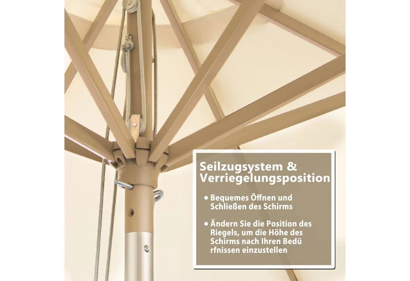 COSTWAY Sonnenschirm Balkonschirm neigbar UV-beständig Beige - Bild 5