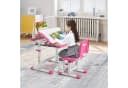COSTWAY Kinderschreibtisch Rosa mit Stuhl & Lampe, höhenverstellbar, mit Bücherständer Bild 1