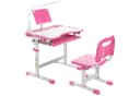 COSTWAY Kinderschreibtisch Rosa mit Stuhl & Lampe, höhenverstellbar, mit Bücherständer Bild 2