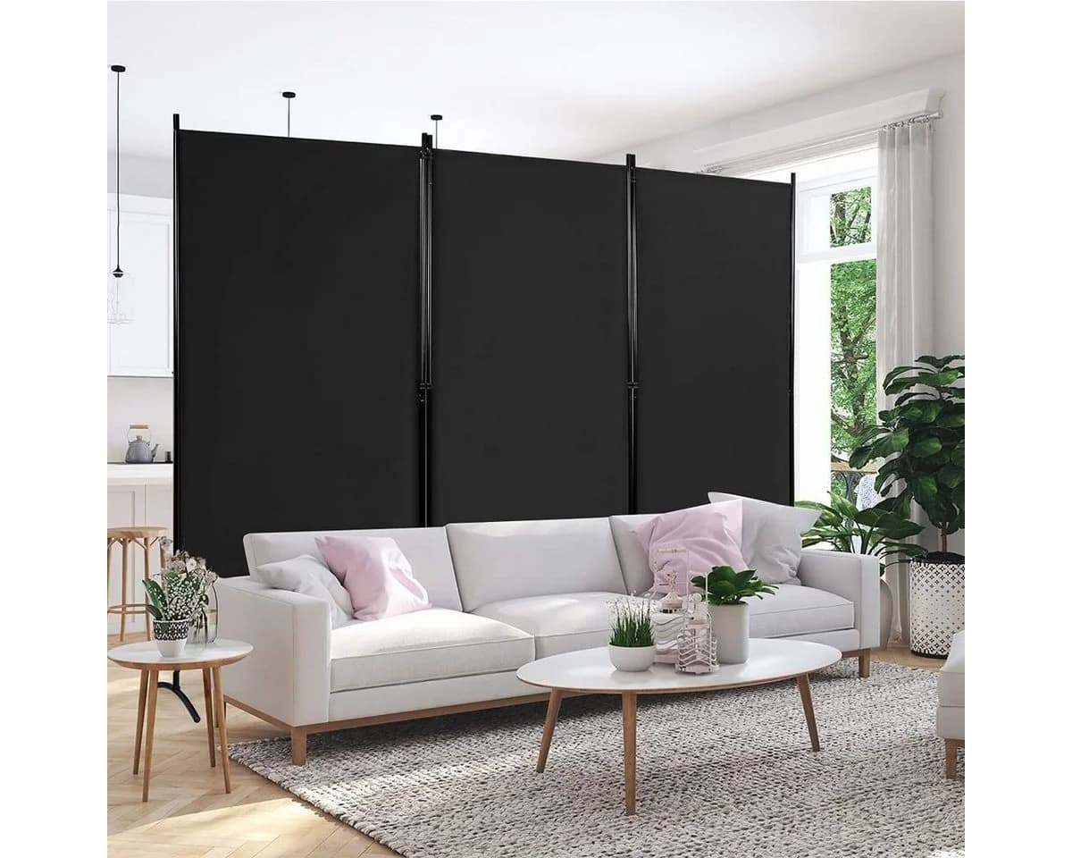 COSTWAY Paravent 3-teilig Schwarz 260x183cm