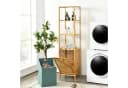 COSTWAY Hochschrank Bad mit Wäschekorb Bambus 3 Regale 40x33x160cm Bild 1