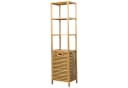 COSTWAY Hochschrank Bad mit Wäschekorb Bambus 3 Regale 40x33x160cm Bild 2