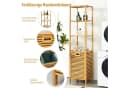 COSTWAY Hochschrank Bad mit Wäschekorb Bambus 3 Regale 40x33x160cm Bild 4