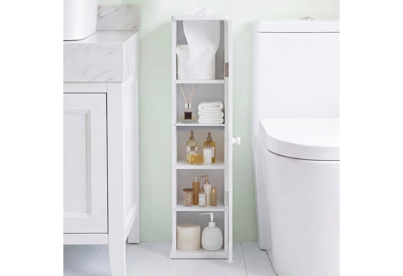 COSTWAY Toilettenpapierhalter Stehend Weiß - Bild 2