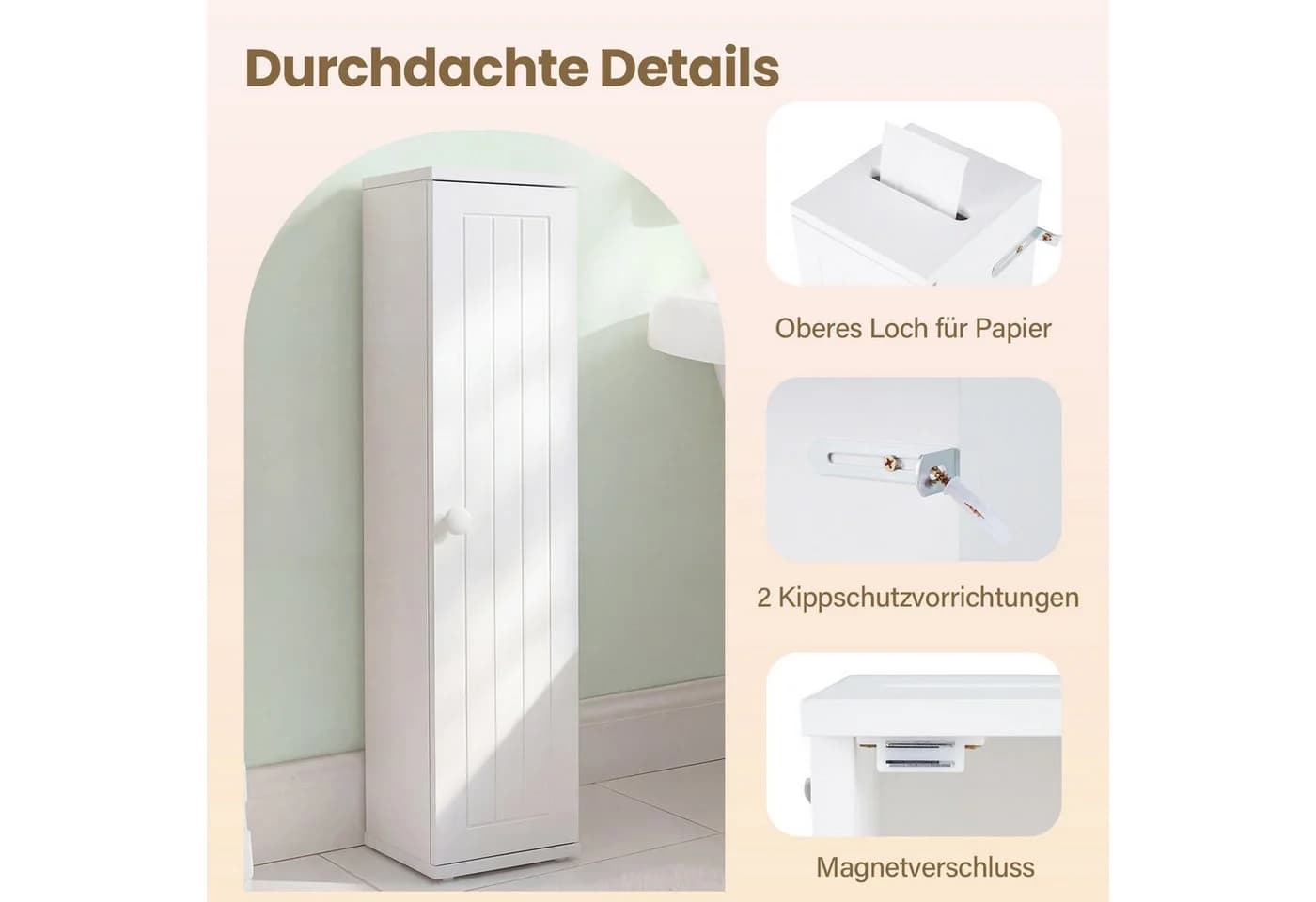 COSTWAY Toilettenpapierhalter Stehend Weiß - Bild 3