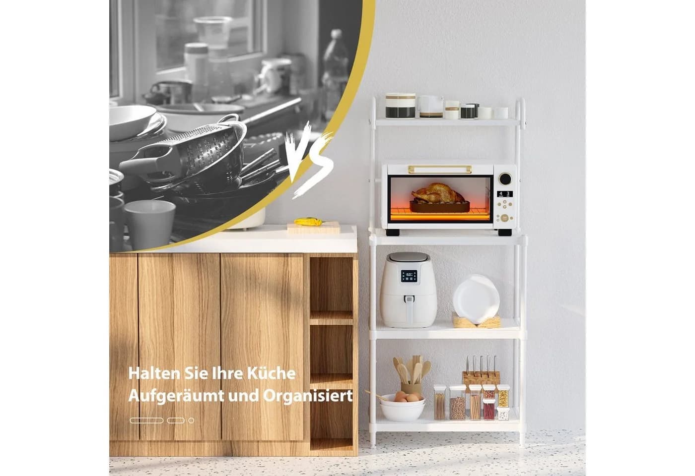 COSTWAY Küchenregal Weiß Metall mit verstellbaren Böden - Bild 3