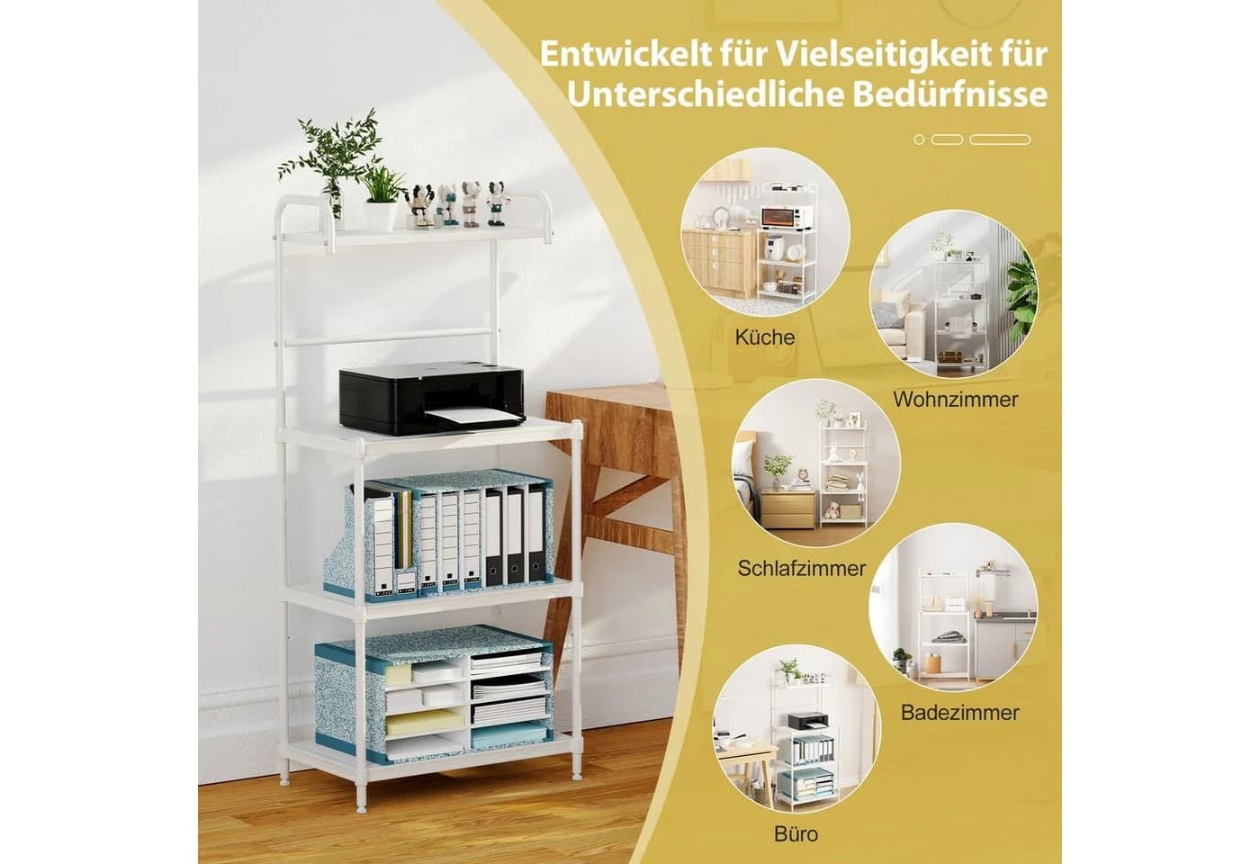 COSTWAY Küchenregal Weiß Metall mit verstellbaren Böden - Bild 4