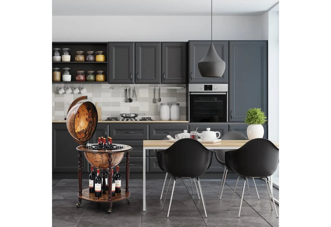 Weinregal und Barschrank im Globus-Stil - Bild 3