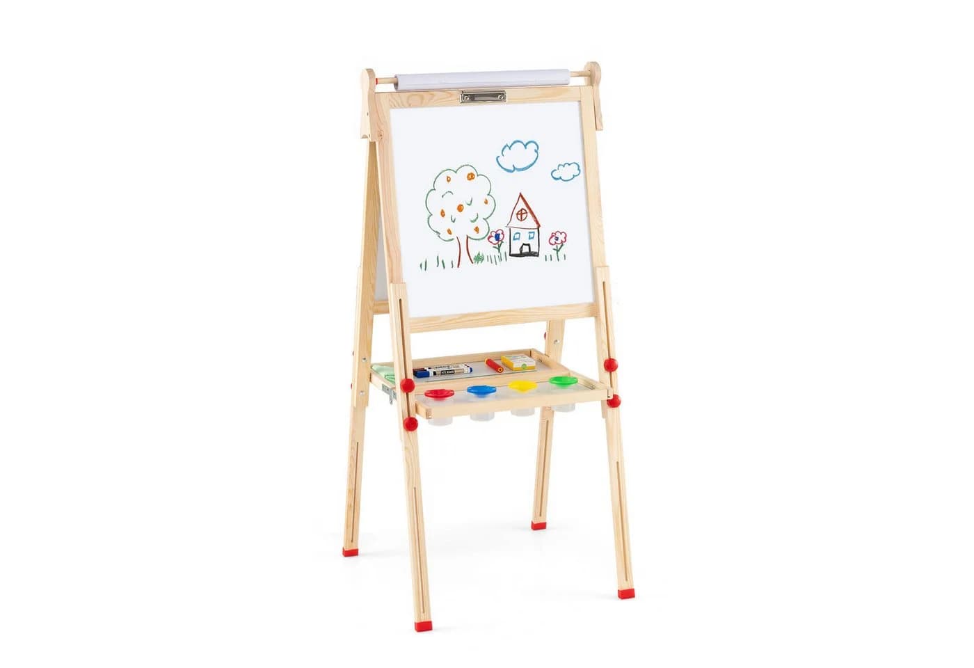 COSTWAY Kinderstaffelei Höhenverstellbar Holz mit Ablage & Zubehör - Bild 2