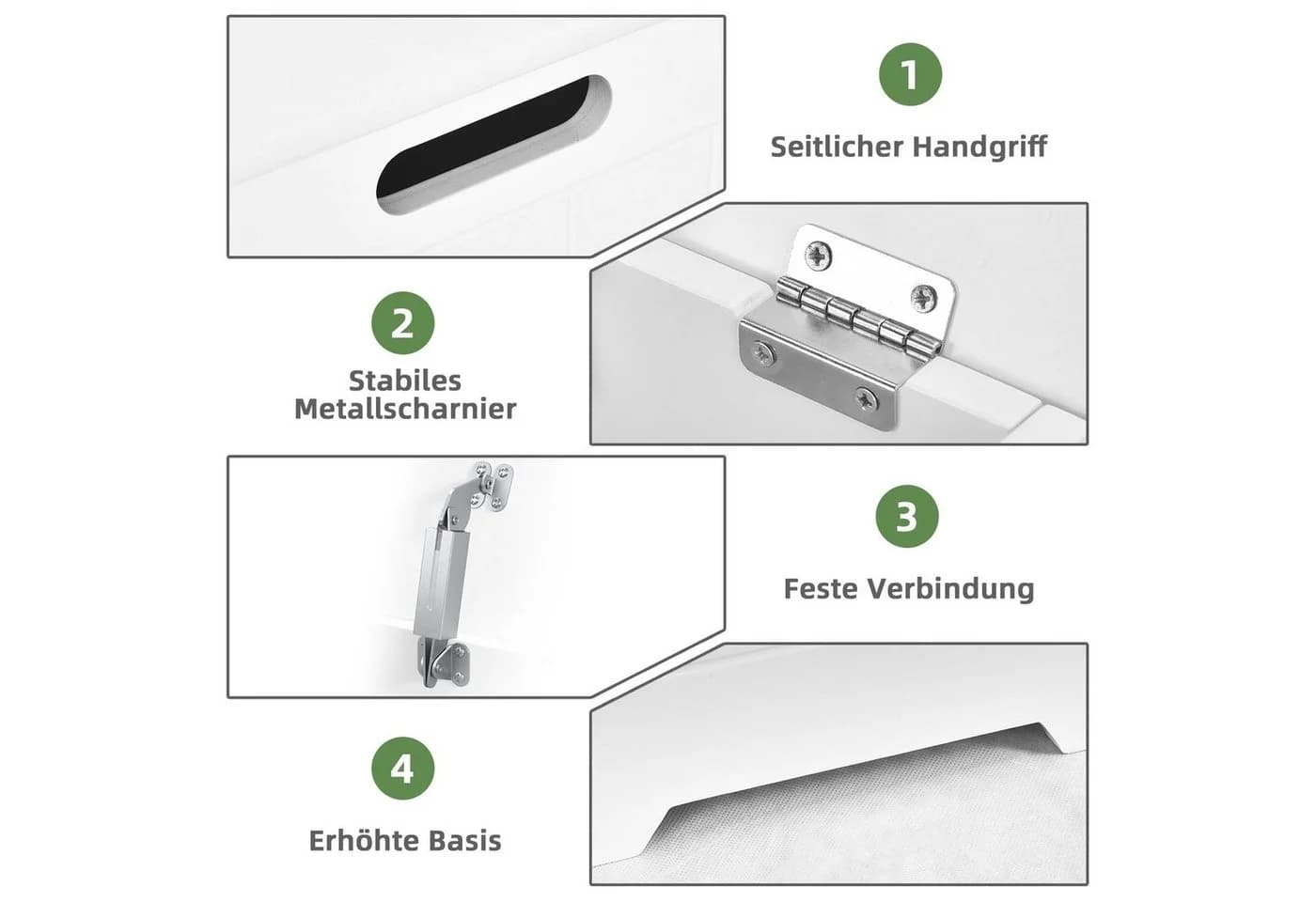 COSTWAY Wäscheschrank Wäschekorb schmal mit Deckel, Höhe 61cm, Badezimmer - Bild 4