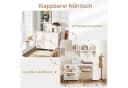 COSTWAY Klappbarer Schreibtisch mit Rollen, Ablagefächern & Tür Braun/Weiß Bild 4
