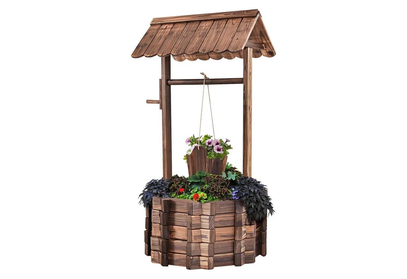 KOMFOTTEU Gartenbrunnen Wunschbrunnen Tannenholz - Bild 2