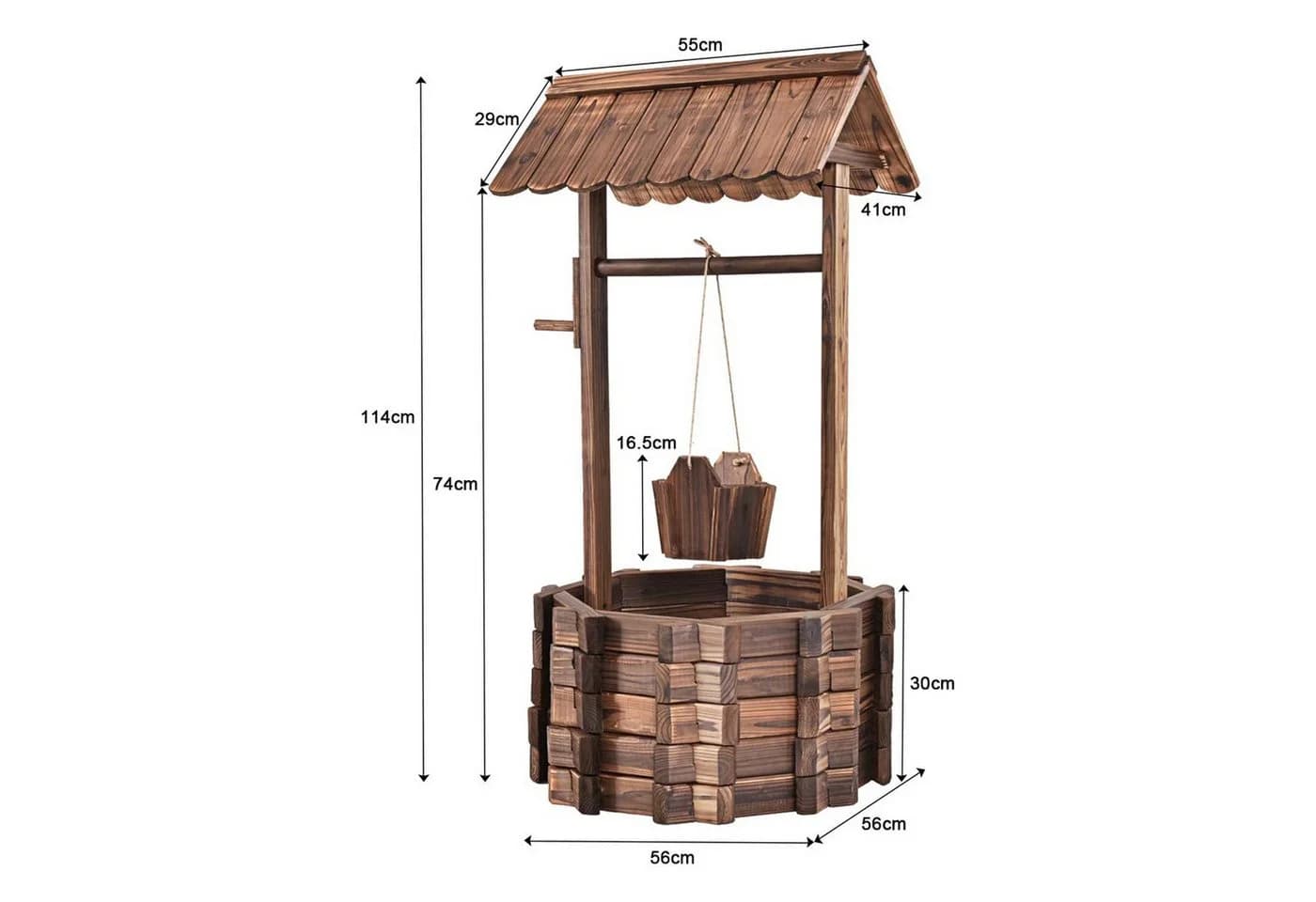 KOMFOTTEU Gartenbrunnen Wunschbrunnen Tannenholz - Bild 5