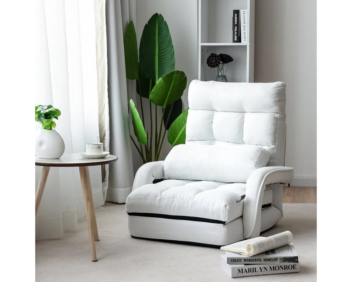 COSTWAY Relaxsessel Liegebett Klappbar Weiß