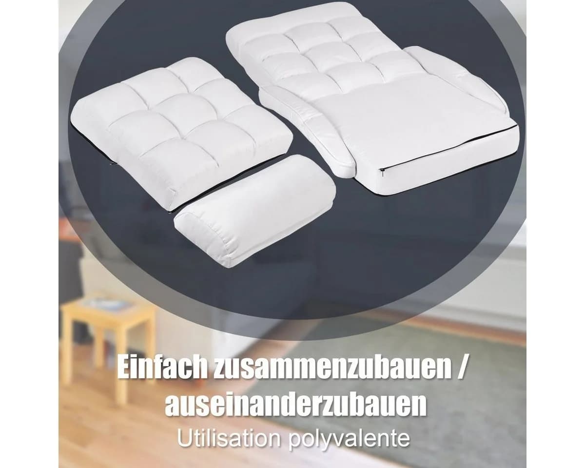 COSTWAY Relaxsessel Liegebett Klappbar Weiß - Bild 5