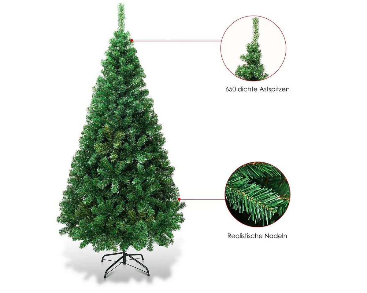 COSTWAY Künstlicher Weihnachtsbaum 180 cm mit 650 PVC Zweige & Klappsystem - Bild 3