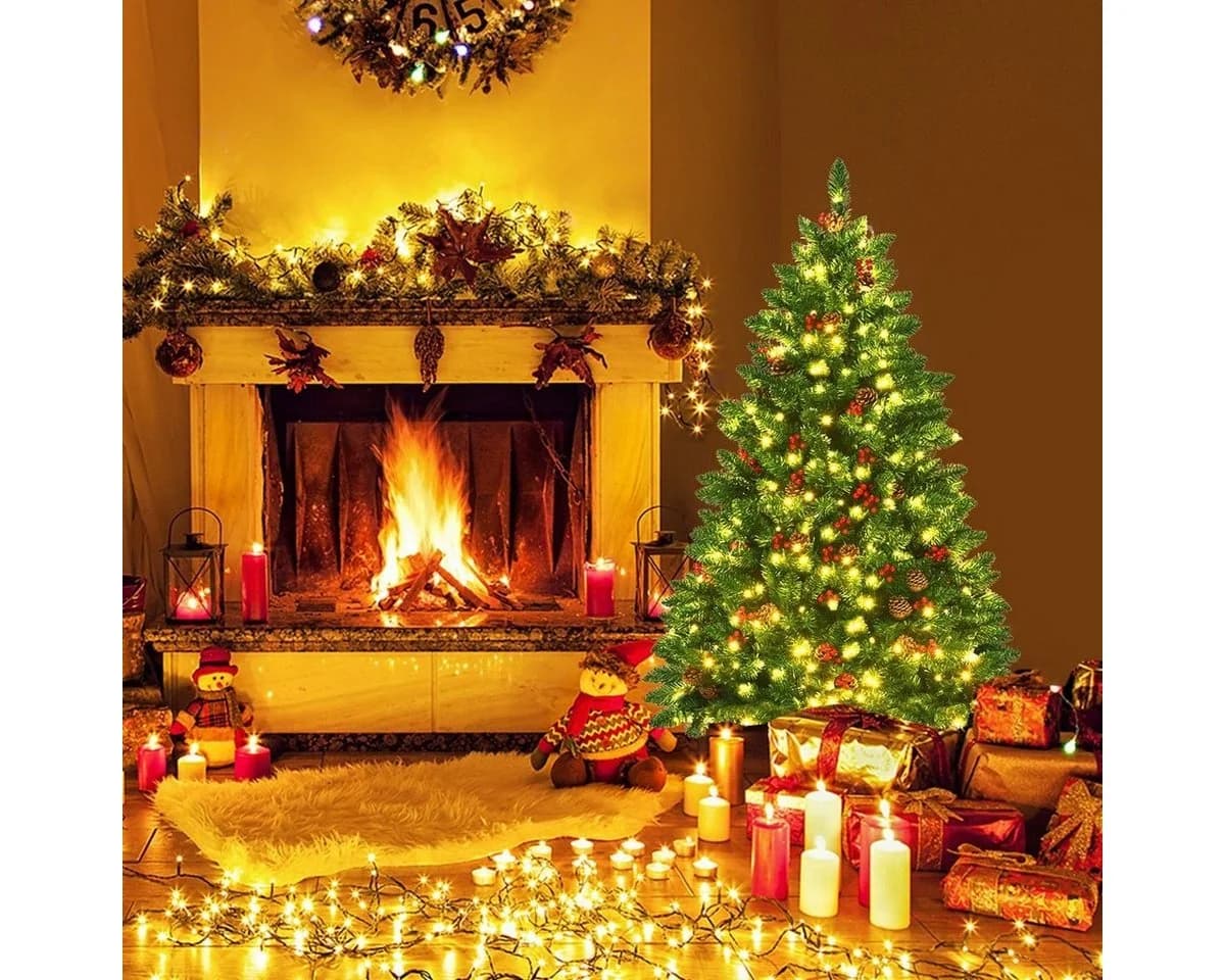 COSTWAY Künstlicher Weihnachtsbaum 300 LEDs 516 PVC Nadeln Ständer - Bild 3
