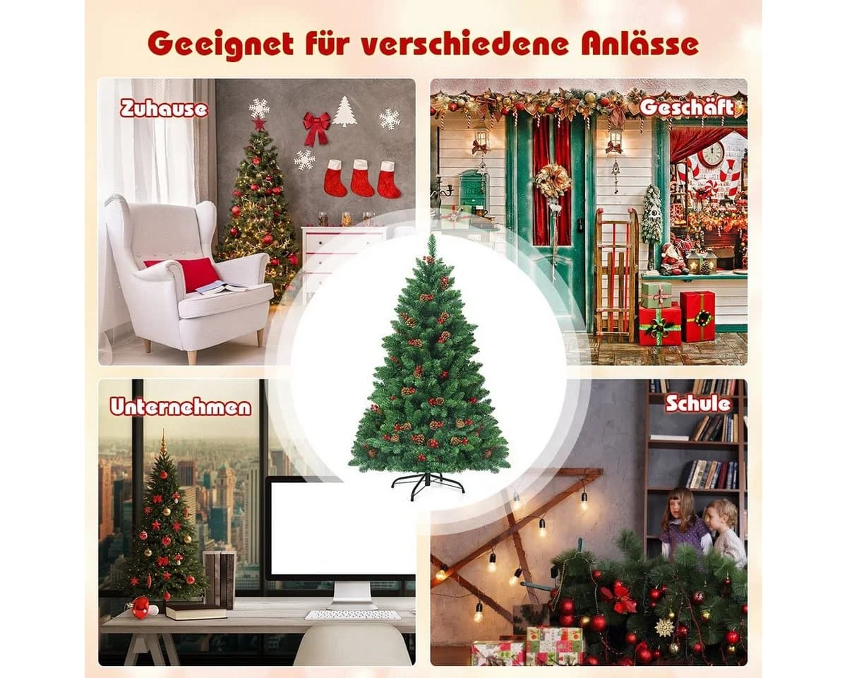 COSTWAY Künstlicher Weihnachtsbaum 300 LEDs 516 PVC Nadeln Ständer - Bild 5
