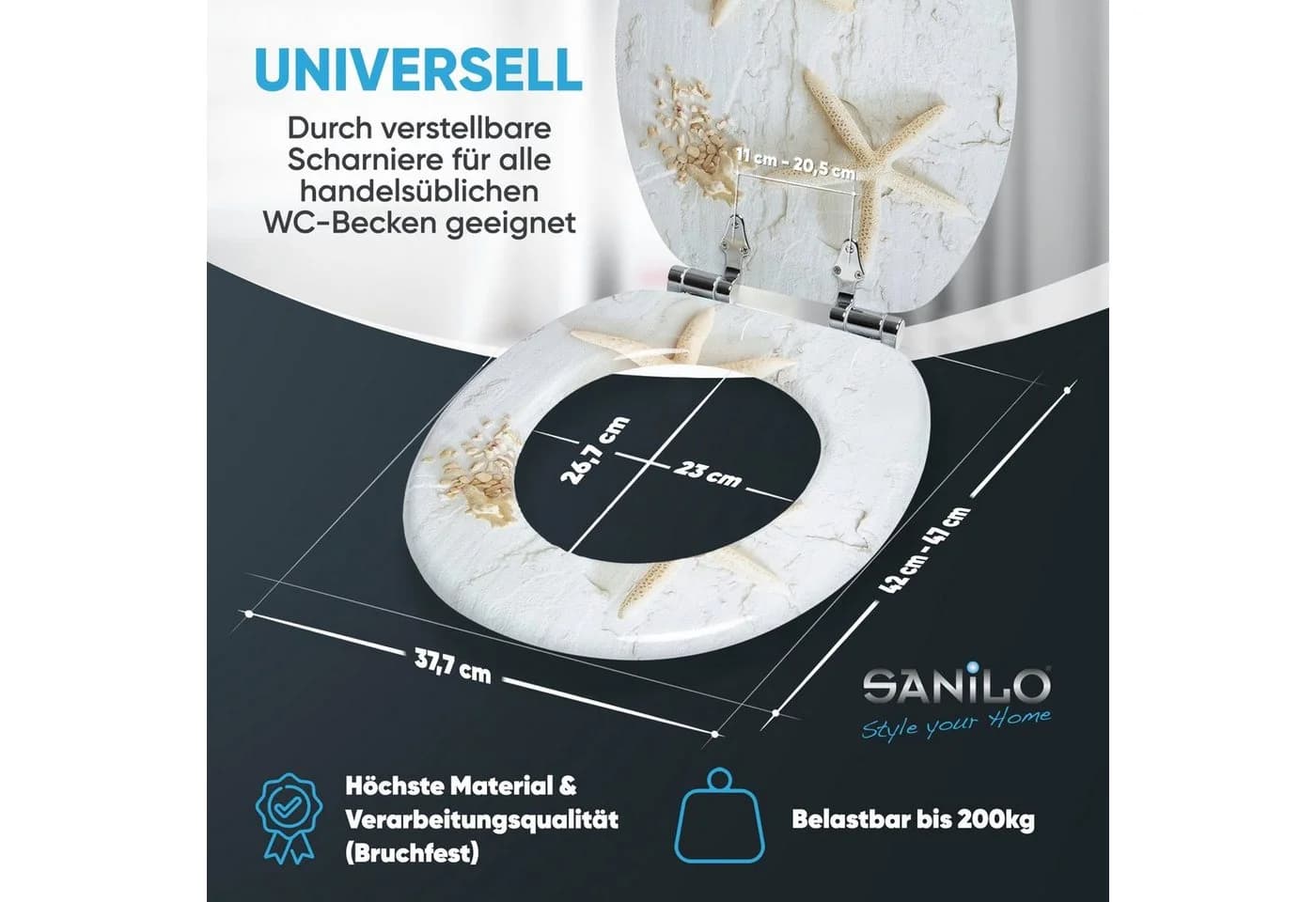 Sanilo WC-Sitz Seestern Grau mit Absenkautomatik - Bild 4