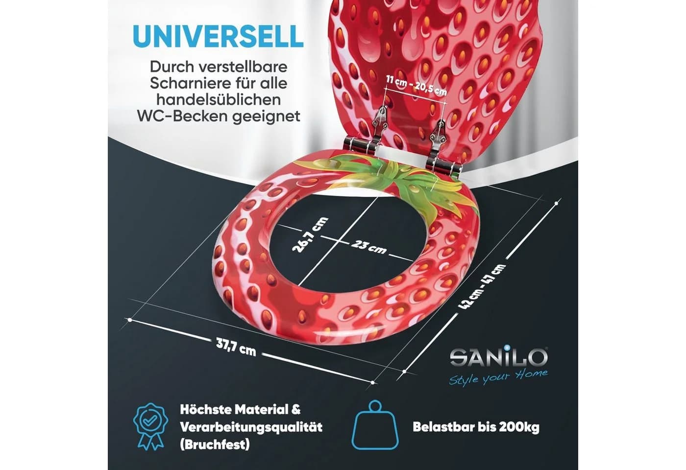 Sanilo WC-Sitz Strawberry Rot mit Absenkautomatik - Bild 4