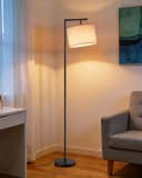 EDISHINE Stehlampe mit verstellbarem Lampenschirm aus Leinen Bild 2