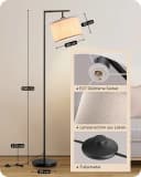 EDISHINE Stehlampe mit verstellbarem Lampenschirm aus Leinen Bild 5