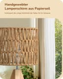 EDISHINE LED Nachttischlampe mit Seil-Lampenschirm, LED wechselbar, Warmweiß, Boho Tischleuchte für Schlafzimmer Bild 1