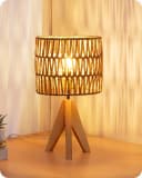 EDISHINE LED Nachttischlampe mit Seil-Lampenschirm, LED wechselbar, Warmweiß, Boho Tischleuchte für Schlafzimmer Bild 2
