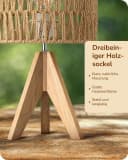 EDISHINE LED Nachttischlampe mit Seil-Lampenschirm, LED wechselbar, Warmweiß, Boho Tischleuchte für Schlafzimmer Bild 3