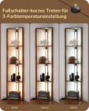 EDISHINE Stehlampe Wohnzimmer Braun 4 Holz-Regal LED Dimmbar Bild 3