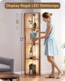 EDISHINE Stehlampe Wohnzimmer Braun 4 Holz-Regal LED Dimmbar Bild 5